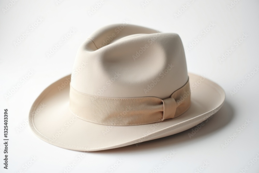 Elegant cream cowboy hat on white background Elegant cream cowboy hat on white background