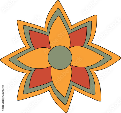 Psychedelic Retro Flower Rainbow Element