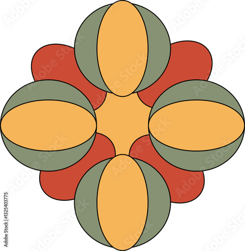 Psychedelic Retro Flower Rainbow Element