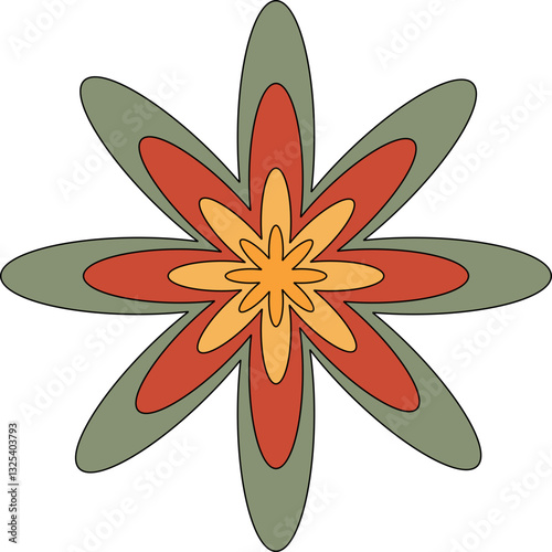 Psychedelic Retro Flower Rainbow Element