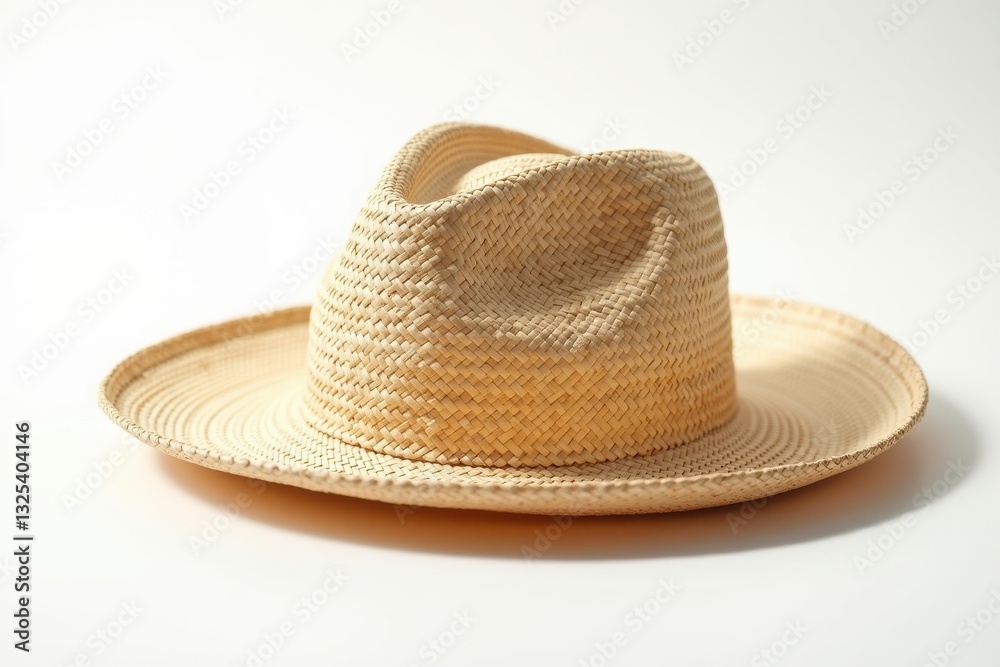 Stylish straw hat placed on a light background Stylish straw hat placed on a light background