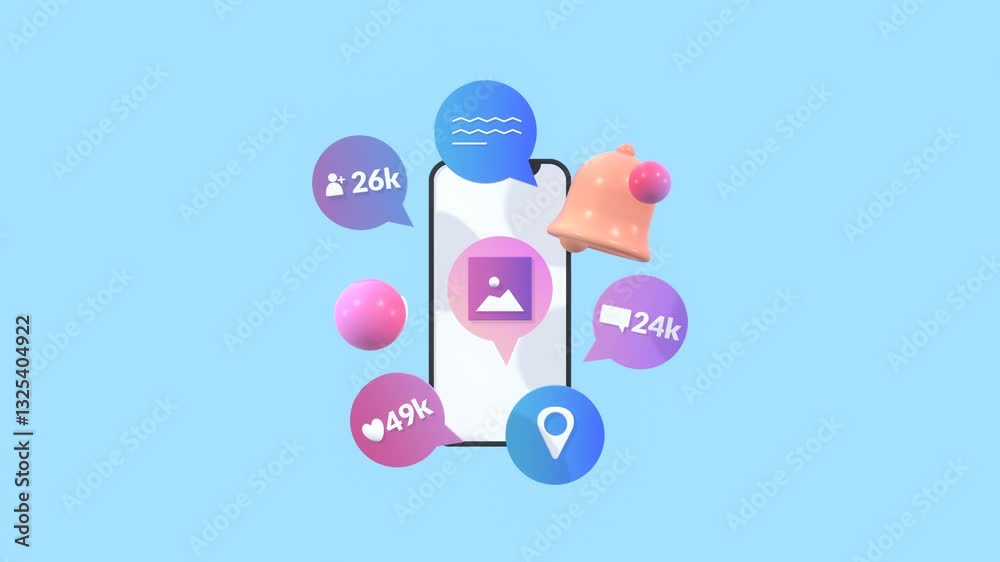 An Animated Smartphone With Social Media Icons, Symbolizing User Interaction And Digital Communication. Suitable For Business, Social Media Management, Digital Marketing And Explainer Video.