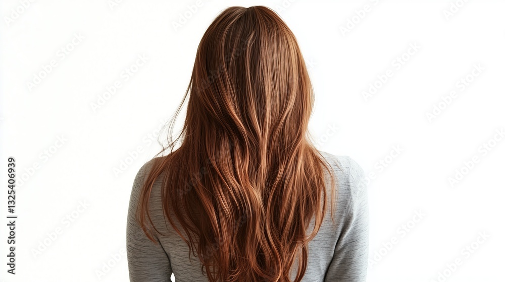 Photo of long brown female hair, back view Photo of long brown female hair, back view