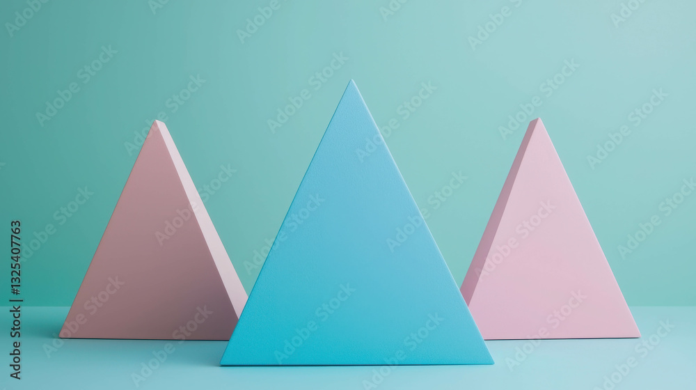 Abstract 3D Geometric Shapes in Pastel Colors Arranged on a Smooth Surface Abstract 3D Geometric Shapes in Pastel Colors Arranged on a Smooth Surface