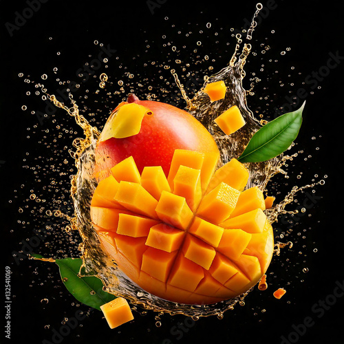 fruit in water splash photo