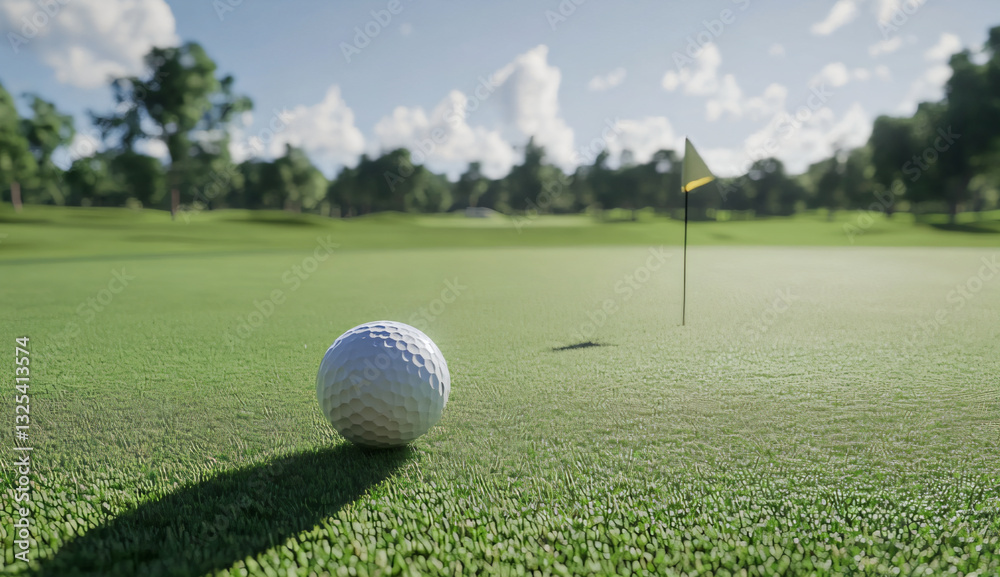 Fototapeta premium Golf Ball on Putting Green Near Hole