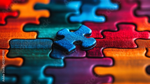 Colorful Puzzle Piece Solution Close-up.