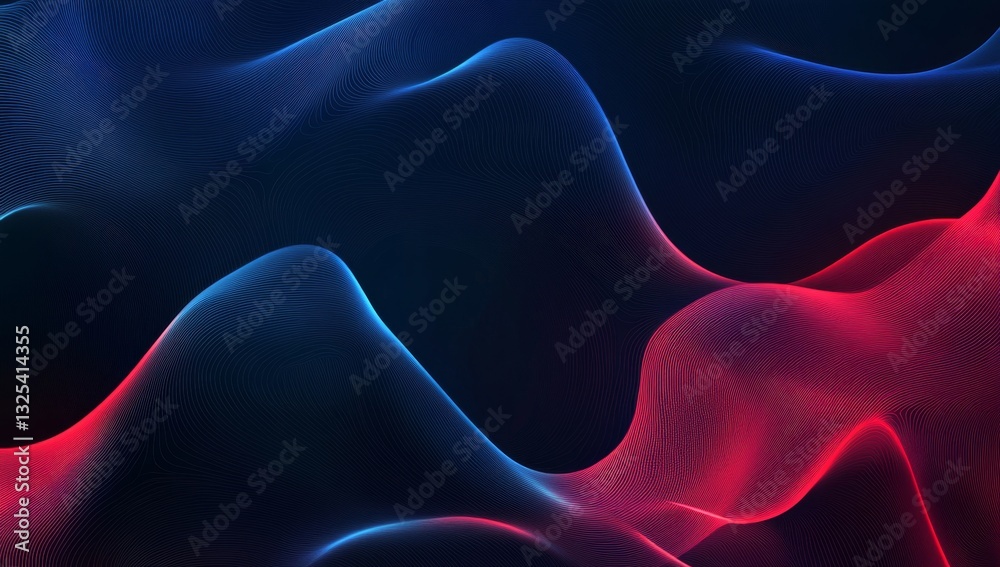 Obraz premium Abstract glowing wavy lines in dark space