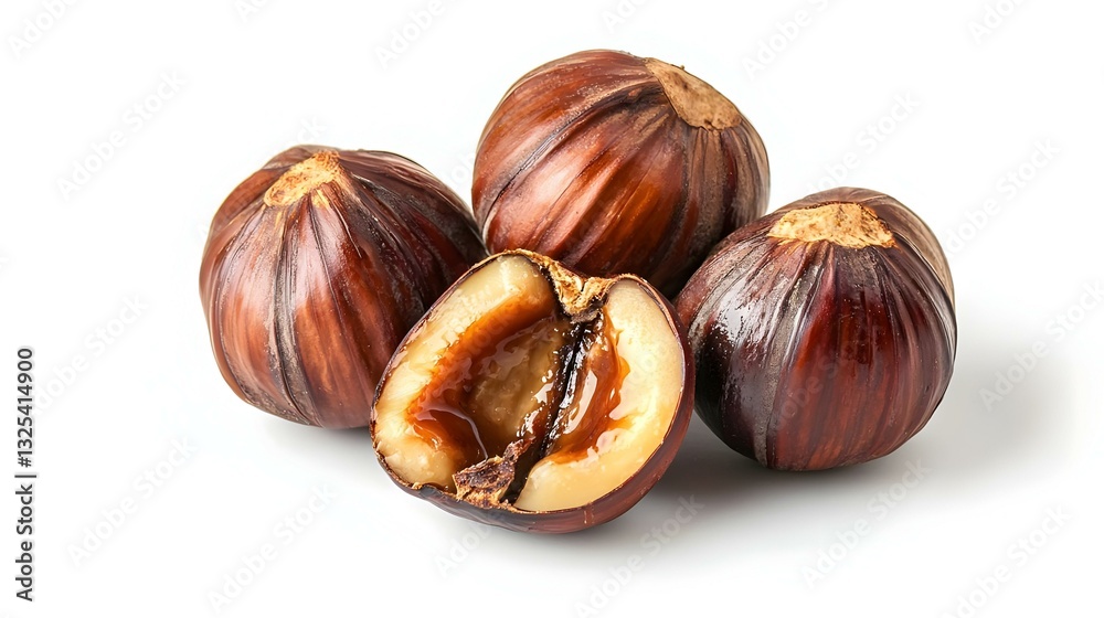Sweet broiled chestnuts on white background Sweet broiled chestnuts on white background