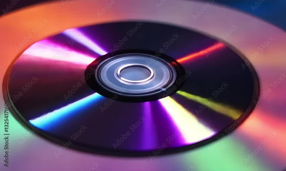 Close Up of a Colorful Compact Disc with Rainbow Reflections Close Up of a Colorful Compact Disc with Rainbow Reflections