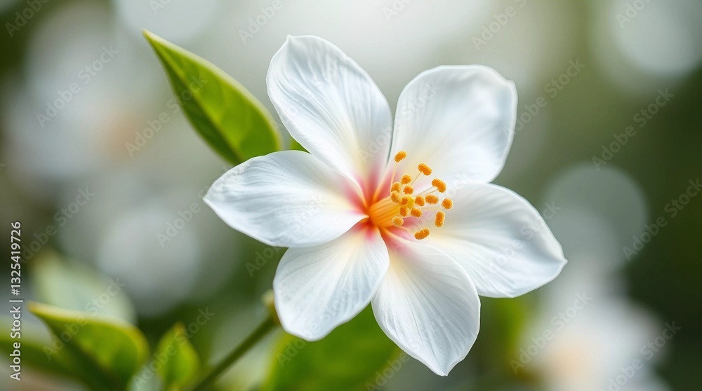 Obraz premium A beautiful Arabian Jasmine flower clipart, isolated on white, rendered in generative AI with natural earth tones, browns, beiges, muted colors, artistic lighting, and abstract patterns.