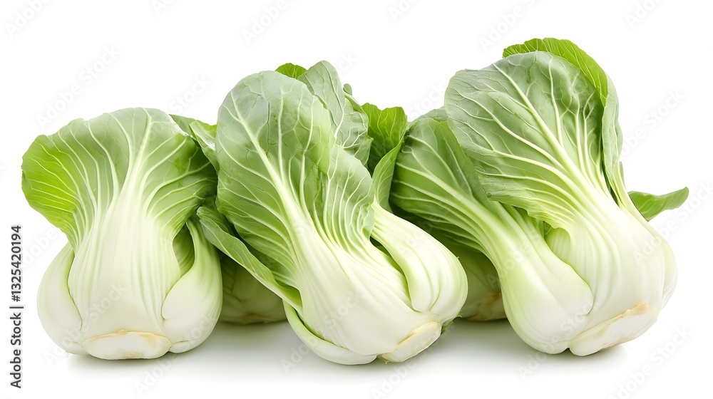 Fresh pak choi cabbage on white background