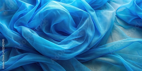 Close-up of elegant blue organza fabric texture for background or design, organza, fabric, blue, texture, close-up, elegant