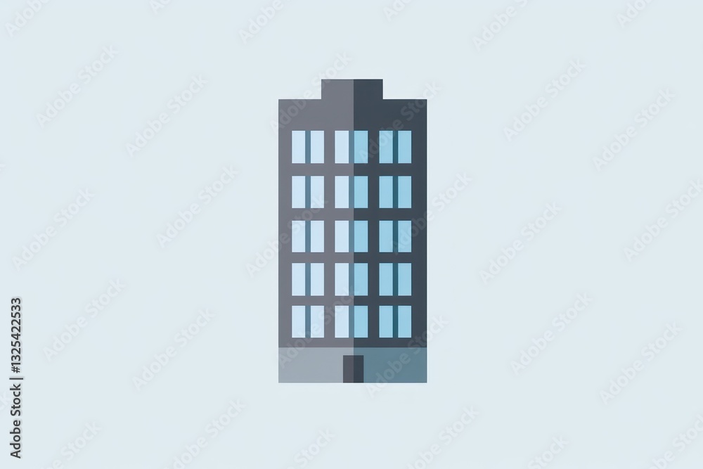 Modern Urban Structure with Geometric Design and Symmetrical Windows Modern Urban Structure with Geometric Design and Symmetrical Windows