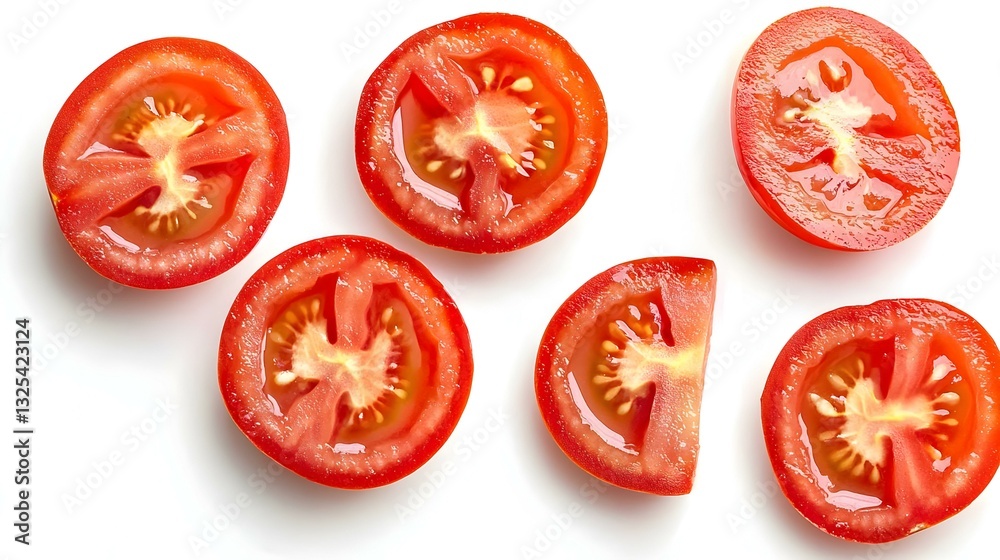 Tomato slices on white background Tomato slices on white background