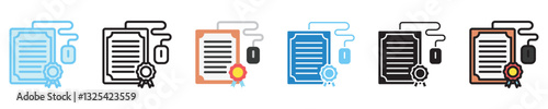 Certification multi style icon set. use for modern concept, print, UI, UX kit, web and app development. Vector EPS 10, related to digital education, digital learning