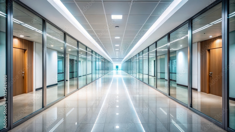 Long, empty corridor in a modern office building with bright natural light , corridor, building, modern, office Long, empty corridor in a modern office building with bright natural light , corridor, building, modern, office