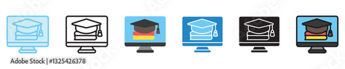 Graduation multi style icon set. use for modern concept, print, UI, UX kit, web and app development. Vector EPS 10, related to digital education, digital learning