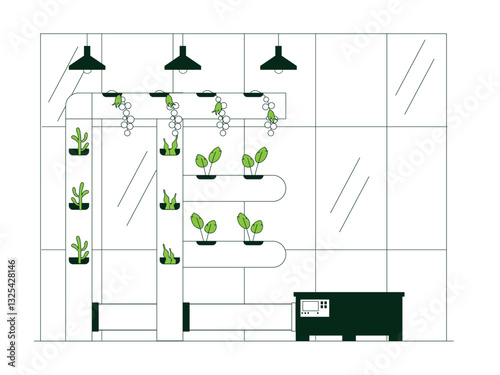 Greenhouses in the city serve to grow various kinds of plants. Urban Farming illustration. Flat vector illustration concept.