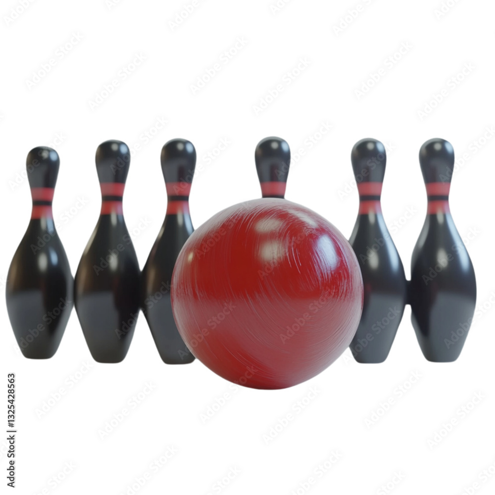 3D bowling ball hitting pins, isolated on white background. 3D bowling ball hitting pins, isolated on white background.