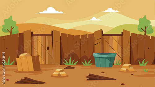 The tired wooden walls of the granary were a testament to the lack of resources and the struggle to feed the community.. Vector illustration