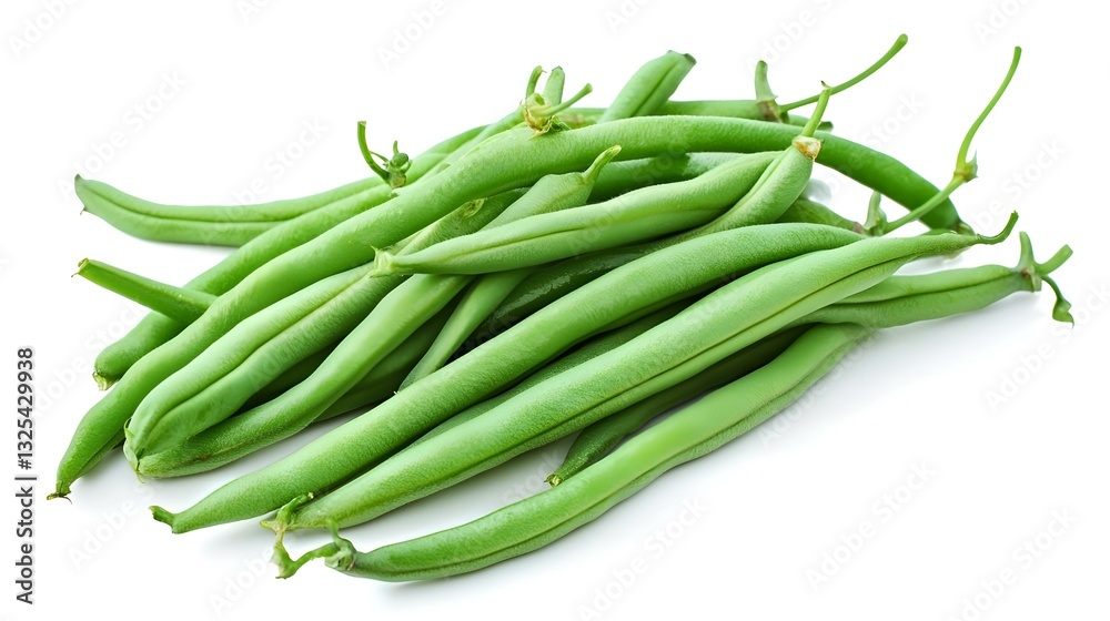 green beans organized on white background green beans organized on white background