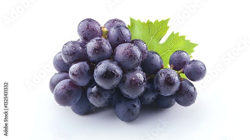 Ripe juicy purple grape cluster isolated