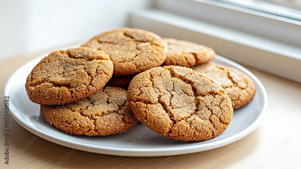 Delicious homemade cookies arranged on a plate, showcasing a golden-brown color and textured surface. Delicious homemade cookies arranged on a plate, showcasing a golden-brown color and textured surface.