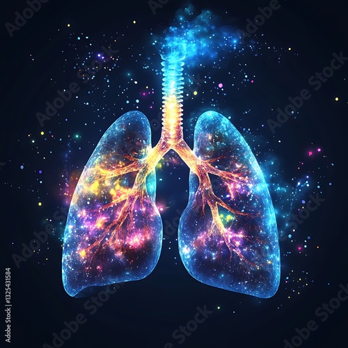 human lungs with space sparkle