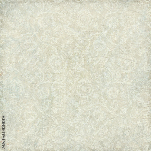 Faded vintage floral pattern in soft pastel blue tones. Perfect for antique textures, scrapbook backgrounds, and classic decorative themes.