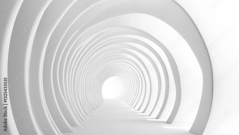 Fototapeta premium White, circular tunnel perspective