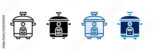 Rice Cooker Icon Set Multiple Style Collection