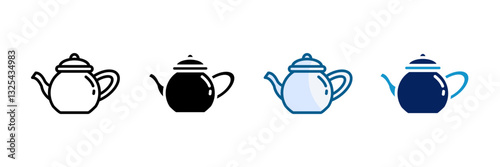 Teapot Icon Set Multiple Style Collection