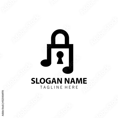 lock key note Logo design vector