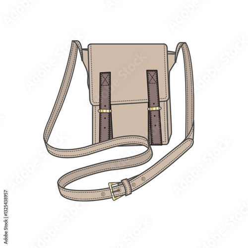 Cross shoulder satchel bags mockup template vector design technical illustration.