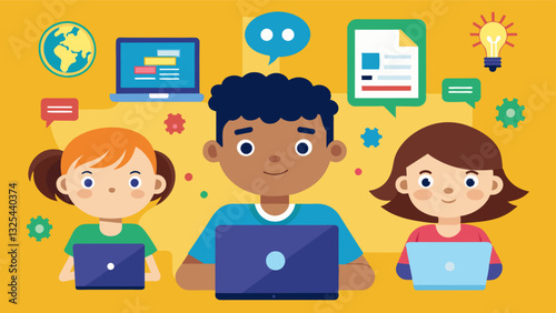 Apart from coding skills the kids also learned important life skills such as patience perseverance and attention to detail through their coding projects.. Vector illustration