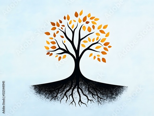 Family Tree Roots and Branches Illustration