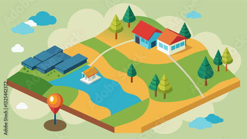 Using satellite imagery a farmer can map out areas of his fields that need additional or less water.. Vector illustration