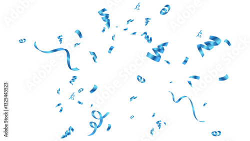 blue confetti and ribbon background vector