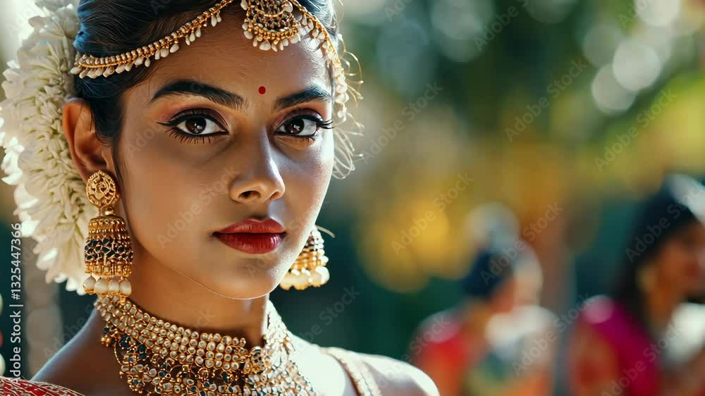 Graceful indian classical dancer in traditional attire with mesmerizing expressions