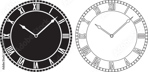 outline silhouette  roman clock icon set