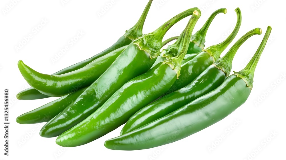 Group of green chili pepper isolated on white Group of green chili pepper isolated on white