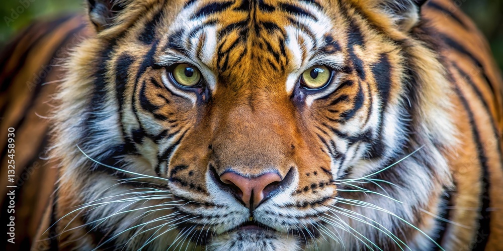 Obraz premium Close-up shot of a tiger's face with intense gaze, showcasing its sharp features and piercing eyes , tiger face, feline