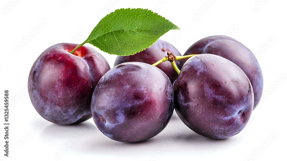 Obraz premium Ripe autumn soft juicy plums isolated on a white