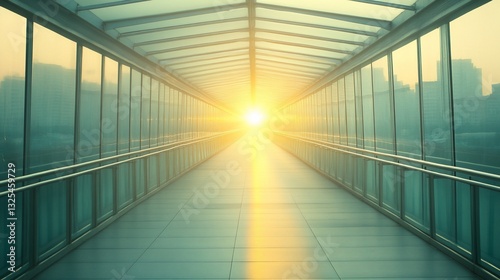 Sunrise Glass Corridor Cityscape Pathway Hope
