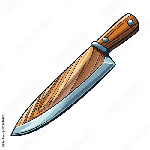 Generate a hyperrealistic image of a chef's knife, showcasing its exceptional sharpness and reflective qualities.  The blade should gleam intensely.