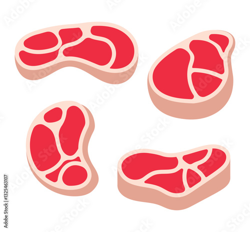 fresh beef steak vector set 