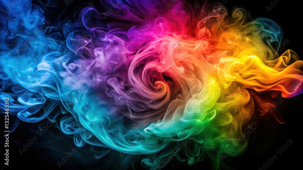 Fototapeta premium Swirling Vortex of Colorful Smoke on Dark Background, vibrant colors