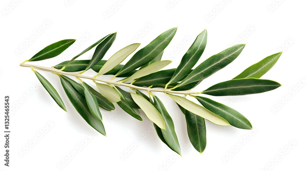 Obraz premium Fresh olive branch leaves isolated on white