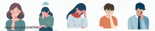 Set of sad people vector image